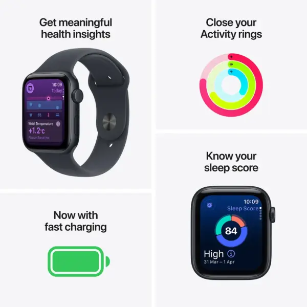 Apple Watch SE 3 Midnight with Navy Blue Sport Band image 2