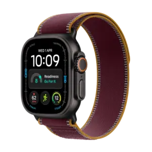 Apple Watch Ultra 4 Black Titanium with Burgundy Trail Loop image 1