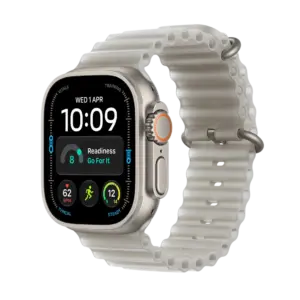 Apple Watch Ultra 4 Natural Titanium with Translucent Grey Ocean Band image 1